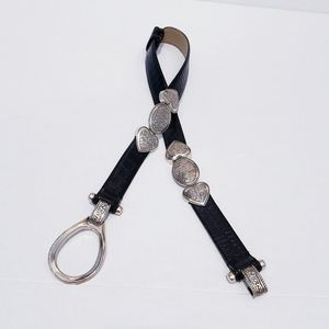 Coldwater Creek Black Belt with Silver Hearts S/M